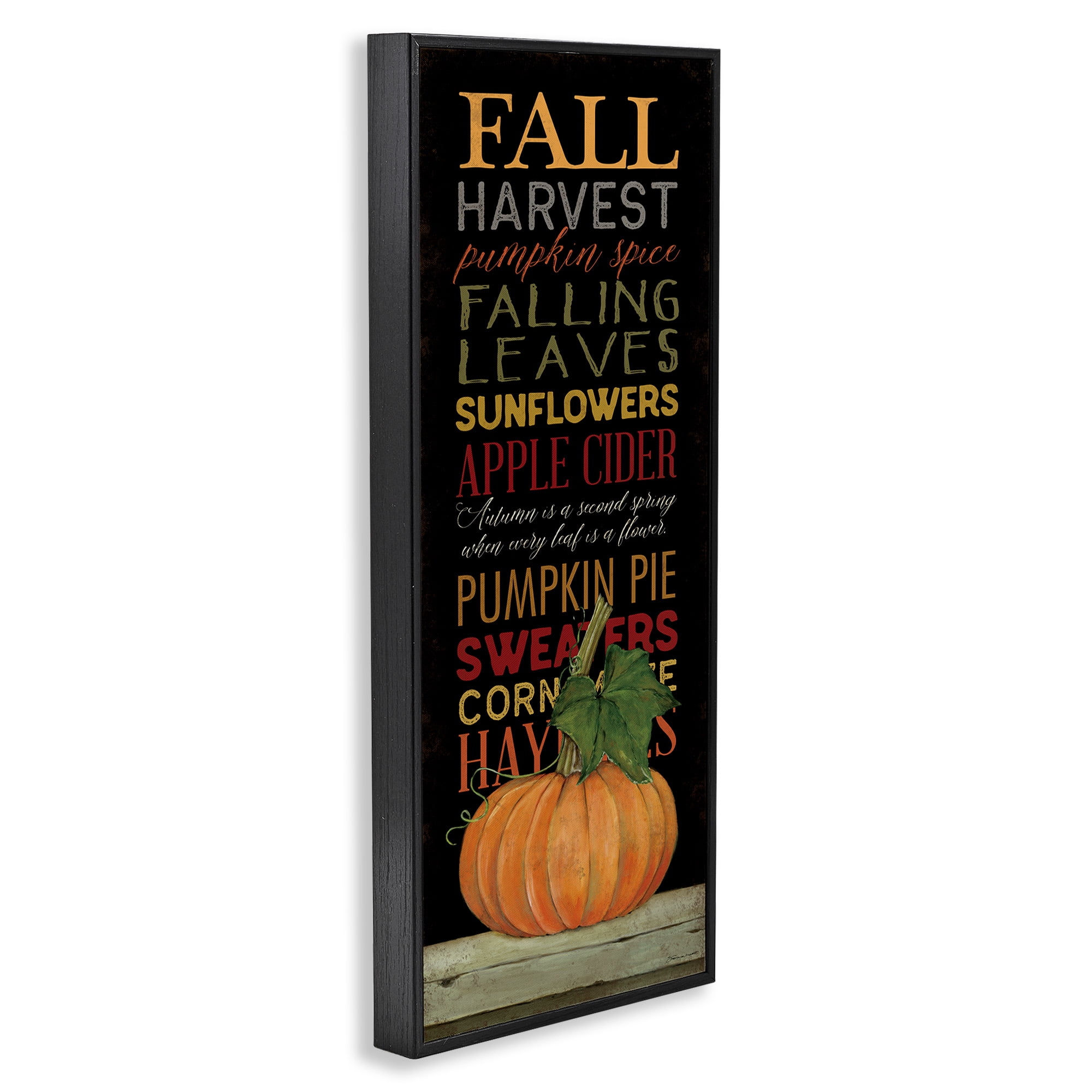 Stupell Industries Fall Harvest Autumn Seasonal Holiday Painting Black Framed Art Print Wall Art, 10 x 24