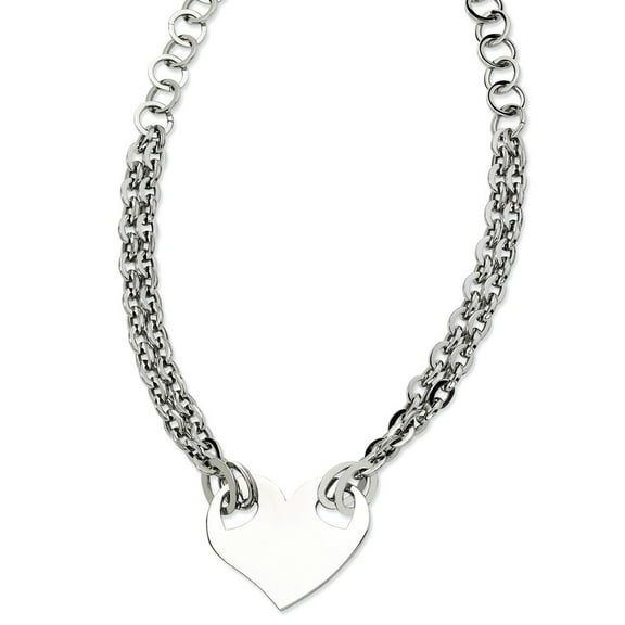 Stainless Steel Polished Heart Necklace - 20 Inch