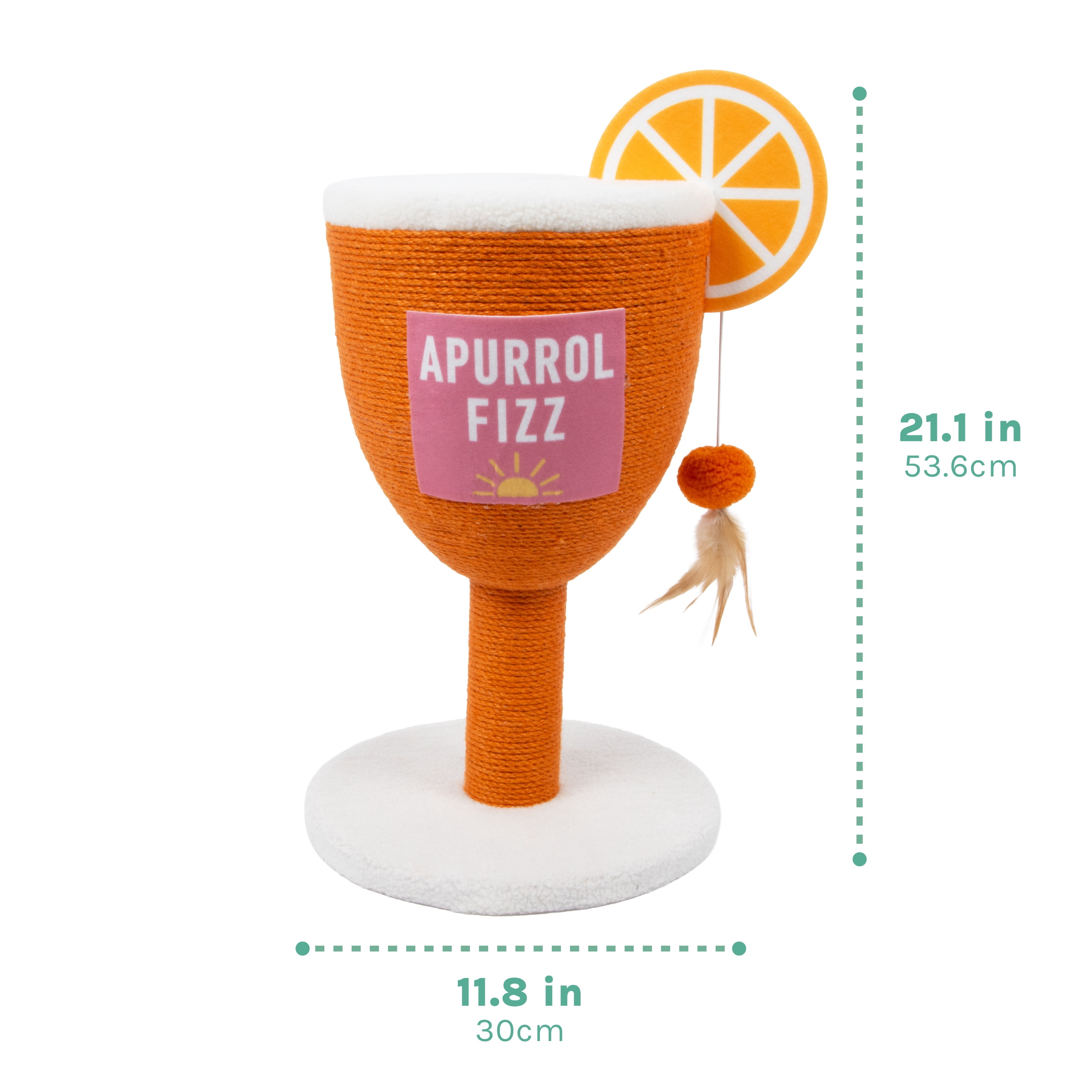 Kitty Citty Apurrol Spritz Citrus Cocktail Sisal Cat Scratching Post, Orange, One Size