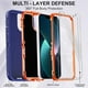 thumbnail image 2 of Funda para iPhone 13 con 2 protectores de pantalla, resistente y duradera, de 3 capas, con protección completa contra caídas y golpes, para Apple iPhone 13 de 6.1 pulgadas (azul oscuro/naranja), 2 of 8