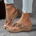 thumbnail image 2 of DXOUPM Sandals for Women Platform Wedge Flip Flops Sandals Floral Rhinestones Summer Shoes, 2 of 4