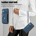 thumbnail image 5 of for iPhone XR Case with Zipper Card Holders and Crossbody Strap & Short Belt for Women, RFID Blocking PU Leather Button Flip Shockproof Wallet Case Cover for iPhone XR - Blue, 5 of 10