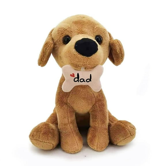 Plushland Adorably Plush Stuffed Animal Dog Toy – Bone with Message On DAD, Plush Stuffed Animal Toys for Kids and Superb Gift for on Father’s Day 8 Inches