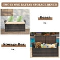 thumbnail image 4 of Syngar 35 Gallon PE Wicker Deck Box with Storage, Patio Storage Bench with Seat Cushion, Outdoor Storage Container for Pool Accessories, Patio Furniture Cushions, Toys, Brown, 4 of 12