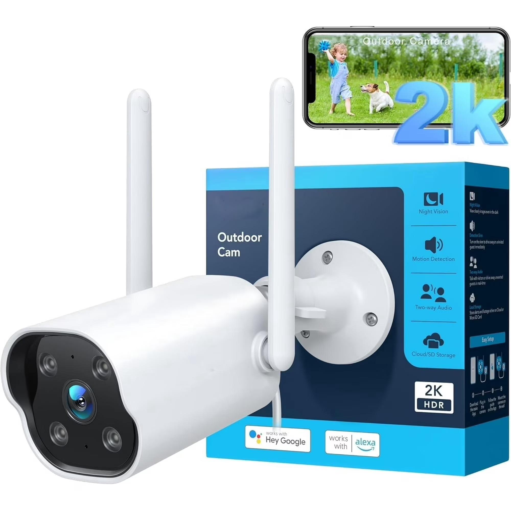 Aazon.co : Solar Security Caera Wireless Outdoor, 2.5K/4P Hoe