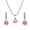 Pink, variant on Naierhg Women Round Cubic Zirconia Pendant Chain Necklace Hoop Earrings Jewelry Set