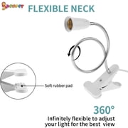 Spencer E27 Bulb 2 Head Clip-On Cable Desk Lamp Holder Flexible Gooseneck Book Lights Stand Clamp Lamp Socket for Home Plants Grow Reptiles Aquarium (Black)