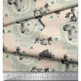 thumbnail image 2 of Soimoi White Poly Georgette Fabric Wanderlust & Aeroplane Travel Print Sewing Fabric Yard 42 Inch Wide, 2 of 3
