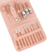UPITOR Manicure Set Professional Nail Clippers Pedicure Kit,Professional 16 pcs Stainless Steel Manicure, Pedicure, and Nail Care Grooming Kit with Nail Clippers for Thick Nails Men Women Gift,Pink