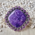 thumbnail image 2 of Handcrafted Charoite And Amethyst Statement Ring. made In 925 Sterling Silver. Boho Ring, Two Stone Ring, Boho Jewelry, Gift For Her,....., 2 of 4
