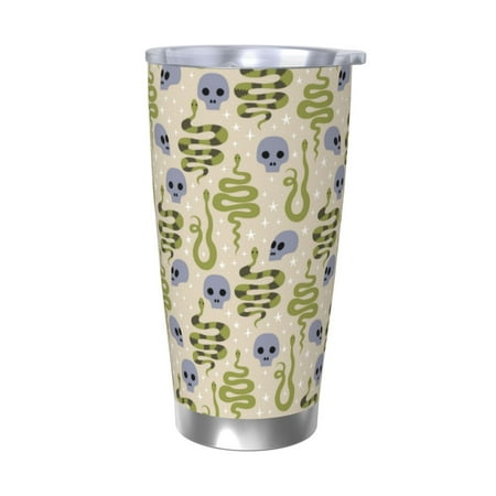 

Cauagu Skull Snake Pattern 20oz Tumbler Stainless Steel Vacuum Insulated Tumbler with Lid Insulated Coffee Mug Thermal Cup with Splash Proof Sliding Lid-Without Straw