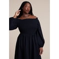 thumbnail image 2 of ELOQUII Women's Plus Size Long Sleeve Smocked Maxi Dress, 2 of 6