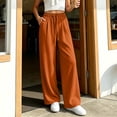 thumbnail image 2 of LIaqionyy Women's Straight Leg Pants Elastic Waist Drawstring Flowy Loose Lounge Lightweight Trousers with Pockets, 2 of 7