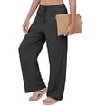 thumbnail image 4 of Hngshg Plus Size Wide Leg Pants for Women Loose Casual Drawstring Elastic Waist Classic Palazzo Pants with Pockets Workout Trousers, 4 of 6