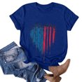 thumbnail image 1 of Lolmot Femme Lndependence Day Élégant Imprimé Col Rond Manches Courtes Top, 1 of 3