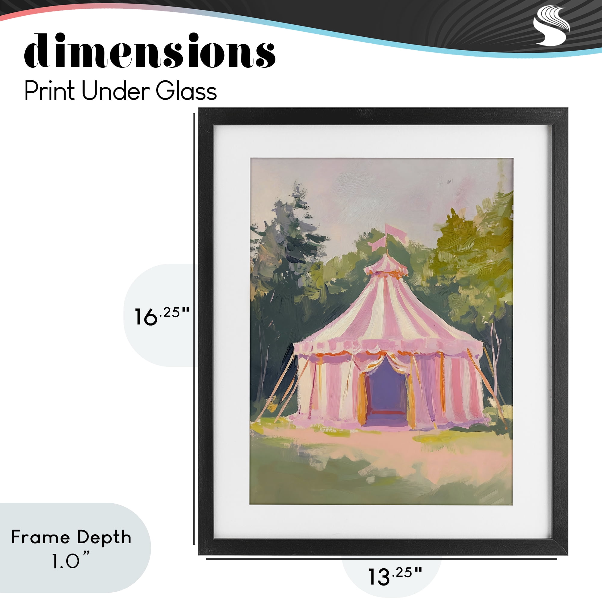 Stupell Industries Pink Circus Tent in Meadow Black Framed Print Under Glass, design by The Prints Vibe