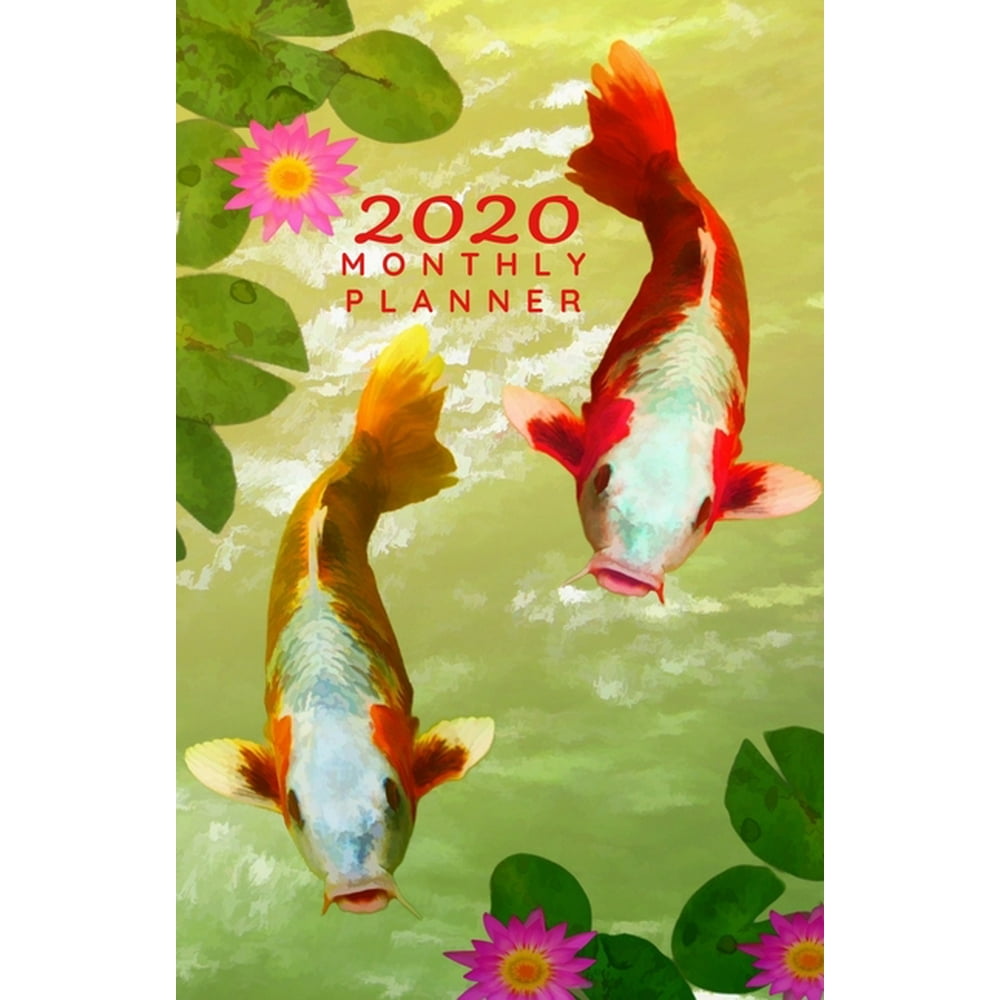 2020 Monthly Planner Japanese Koi Fish Small Pocket Calendar 5.06 x