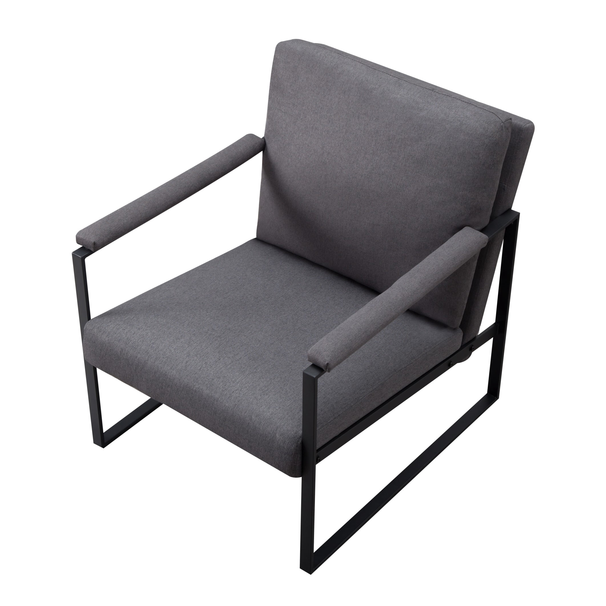 BSHTI 26.8" Metal Frame Accent Armchair – High-Density Foam Seat, Removable Washable Back Cushion, Non-Slip Pads, Easy Assembly, for Living Room, Bedroom, Study,Dark gray
