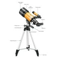thumbnail image 4 of BCZHQQ 300x70 Monocular Telescope with Tripod and Phone Adapter, 15x-150x Magnification, 2.75 Inch (70mm) Lens Diameter, 15 Inch (390mm) Tripod, Perfect for Kids Over 8 and Astronomy Beginners, 4 of 9