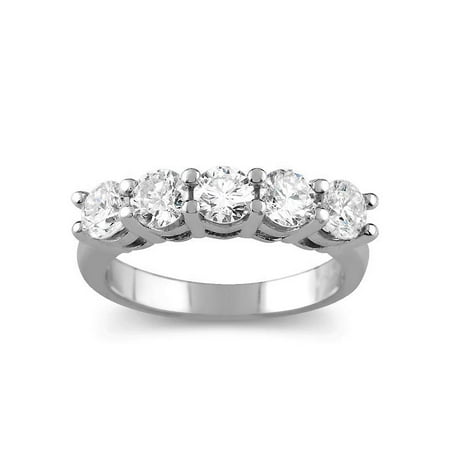 2 Carat 5-Stone Round Lab Created Diamond Ring 14K White (Best Lab Created Diamonds)