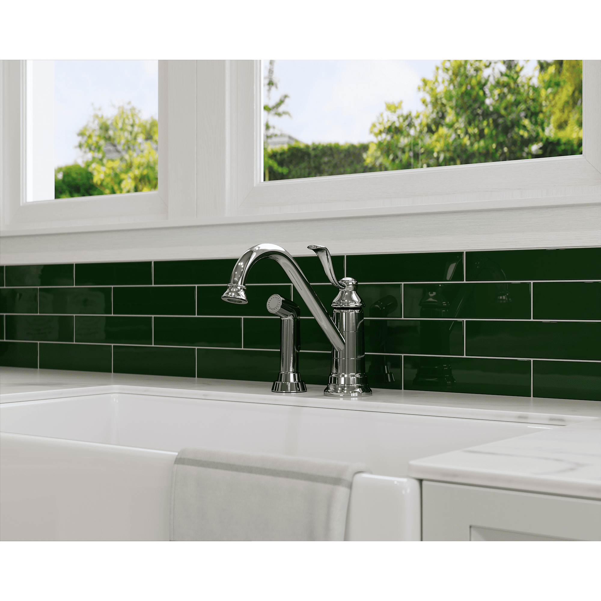 Portland 1-Handle Kitchen Faucet with Side Spray in Polished Chrome