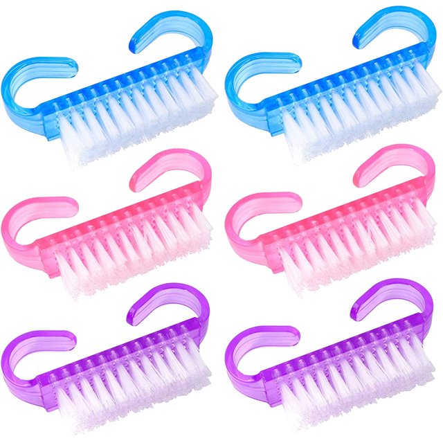 Nail Brush, 6 pcs Nail Clean Brush, Plastic Handle Nail Finger Tip Scrubbing Brushes for Nails, Garden, Home & Salon Use