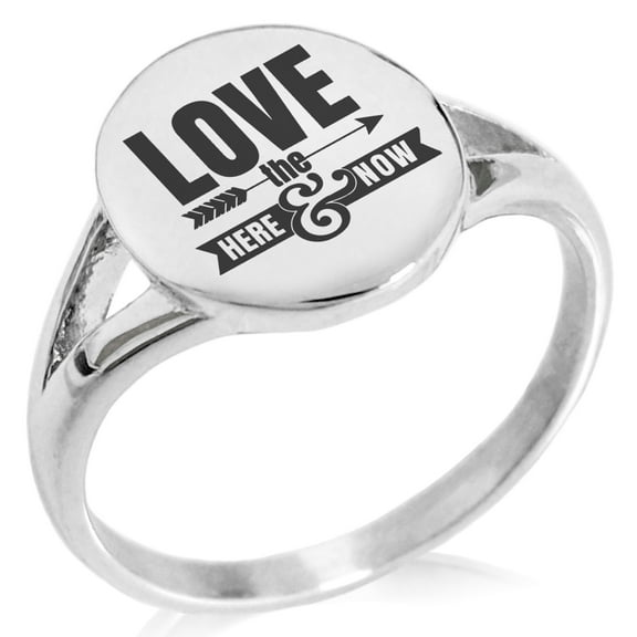 Tioneer Stainless Steel Love the Here and Now Minimalist Oval Top Polished Statement Ring