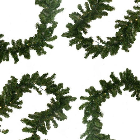 9' x 10" Pre-Lit Battery Operated Pine Christmas Garland - Warm Clear LED Lights