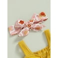 thumbnail image 5 of Wassery Baby Girls 3Pcs Summer Outfits 6 12 18 24 Months Infant Girls Sleeveless Bow Front Tops + Floral Bell Bottoms + Headband Set, 5 of 8