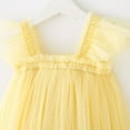 thumbnail image 5 of AJTQTH Summer Mesh Sundress for Toddler Baby Girls Cute Summer Solid Color Flying Sleeve Square Neck High Rise Princess Dress Flowy Layered Midi Dress Yellow 12Months, 5 of 6
