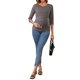 thumbnail image 2 of BLUSA DE V CUELLO PARA MUJERES INSPIRE CHIC, CAMISAS DE LACTANCIA DE MANGA 3/4, TEJIDO RIBETEADO SÓLIDO CON BOTONES DECORATIVOS, TOPS MATERNIDAD ARRUGADOS, COLOR MARRÓN MEDIO, 2 of 5