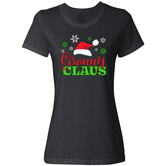 Inktastic Granny Claus with Christmas Santa Hat and Snowflakes Women's T-Shirt