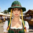 thumbnail image 4 of QIYAGBSA Women Festival Hat Braided Detail Embroidered Band Curved Brim for Oktoberfest Costume Party (Green Free Size), 4 of 6