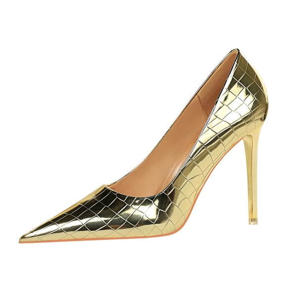 Women Pointed Toe High Heels Gold Stilettos Pumps 10.5CM Sexy Wedding Shoes for Bride Prom Party