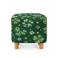 thumbnail image 2 of SCRAWLGOD St. Patrick's Day Shamrock Spot Print Dark Green Ottoman Slipcover, Thick Cube Footrest Sofa Slipcovers Non Slip Square Covers for Footstool with Stretch Bottom, 2 of 7