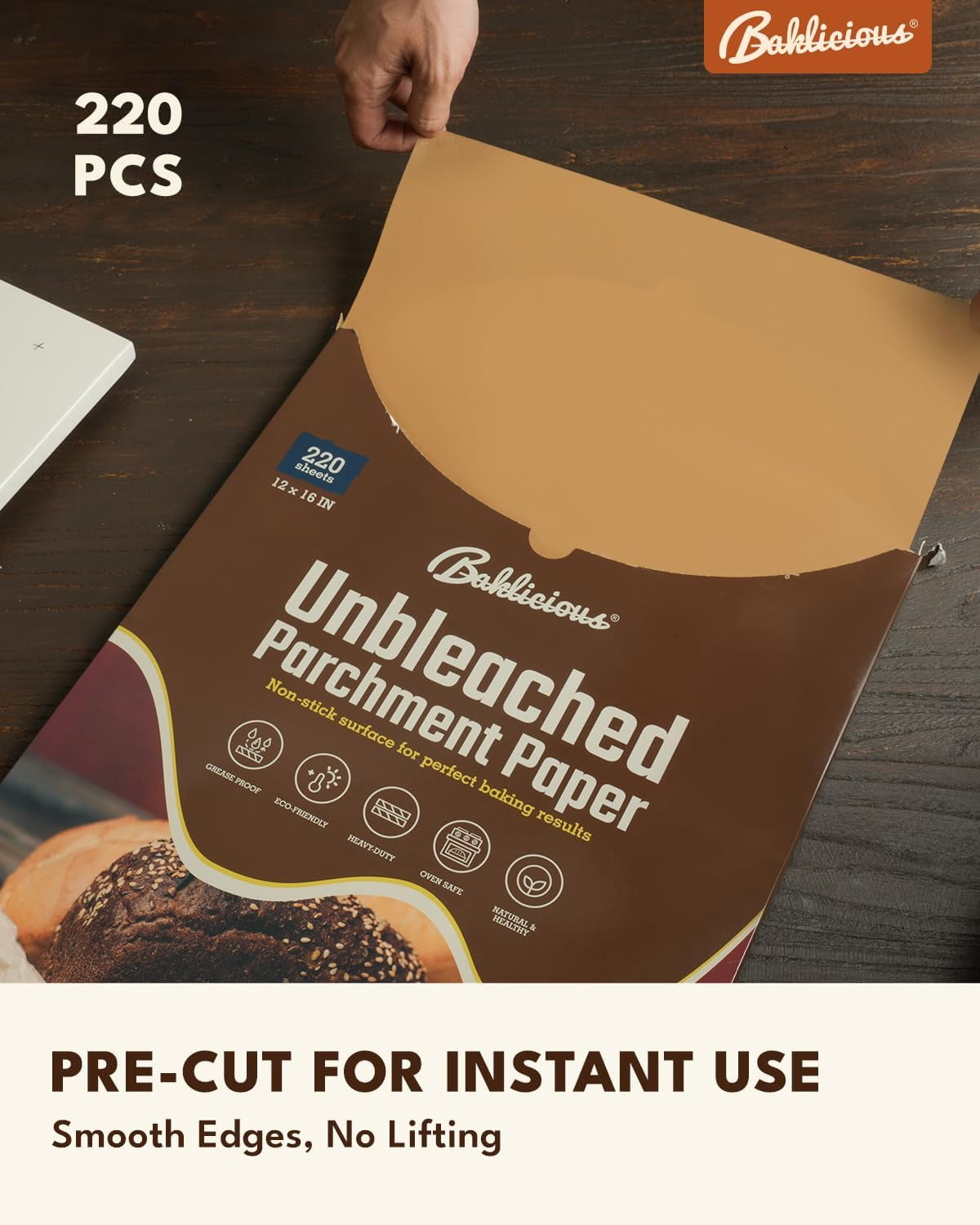 220 Pcs Unbleached Parchment Paper Baking Sheets, Pre-cut Heavy Duty Parchment Baking Paper for Air Fryer, Oven, Bakeware, Steaming, Cooking Bread, CupCake, Cookies