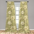 thumbnail image 2 of Nature Window Curtains, Ethnic Style Realistic Looking Drawn Rose With Leaves on Yellow Tone Back, Lightweight Decor 2-Panel Set with Rod Pocket, Pair of - 28"x84", Cream Dark Eggshell, by Ambesonne, 2 of 3