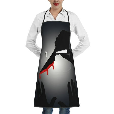 

Rocae A Bloody Knife In His Hand for Kitchen Aprons for Women Adjustable Cooking Kitchen Chef Apron for Men with Pockets