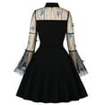 thumbnail image 4 of EGNMCR Robes de Soirée pour Femmes, Robes Formelles pour Femmes, Robes de Cocktail pour Femmes Mode pour Femmes Manches Évasées Col Rabattu Bouton Maille Uni Broderie Robe de Cocktail de Fête Robe Femme, 4 of 8