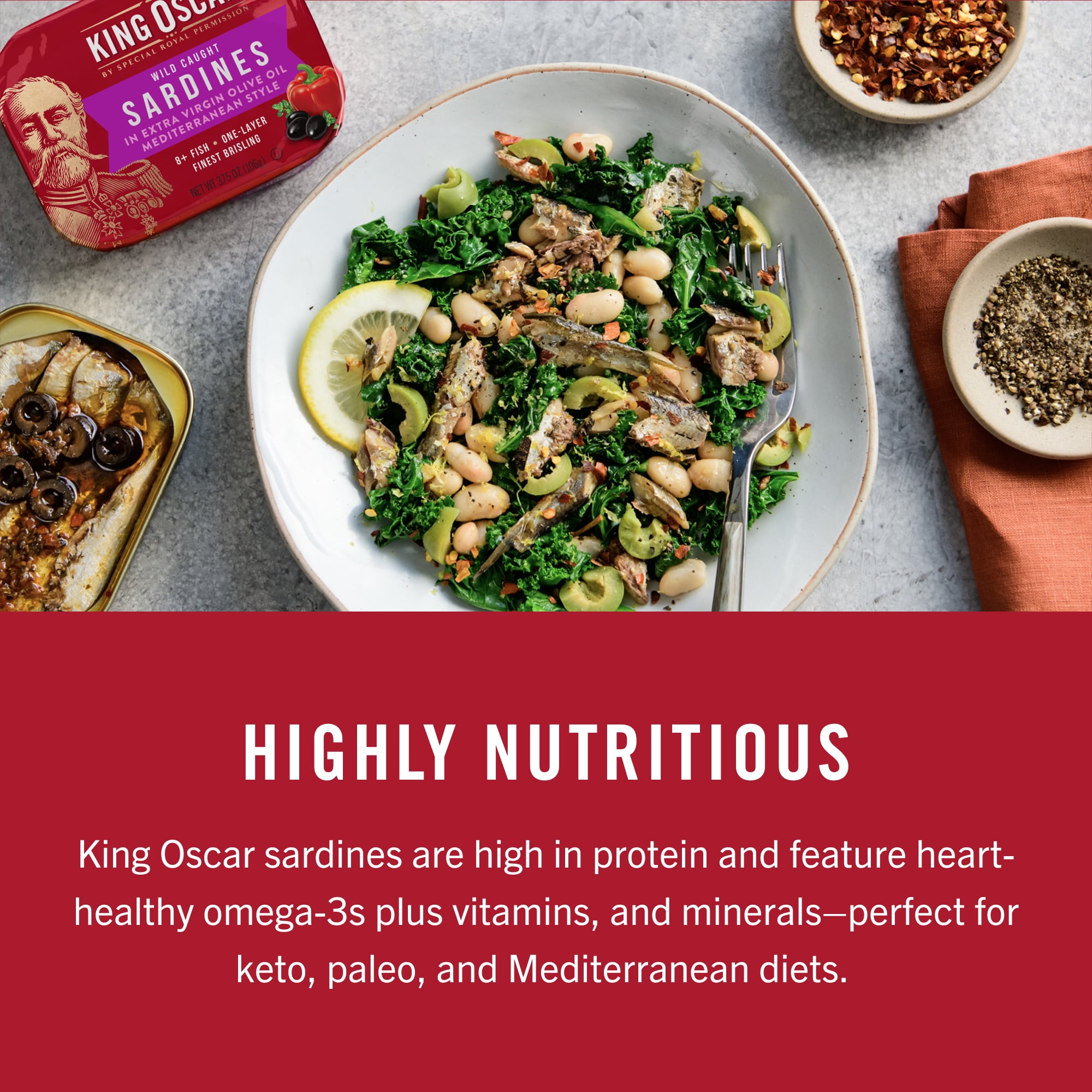 King Oscar Wild Caught Brisling Sardines in Extra Virgin Olive Oil 3.75 oz