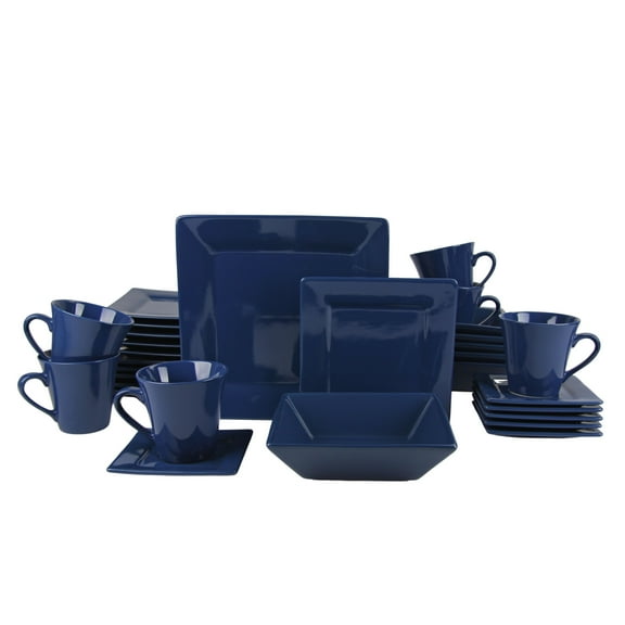 10 Strawberry Street Nova Square 30 Piece Stoneware Dinnerware Set - Dark Blue