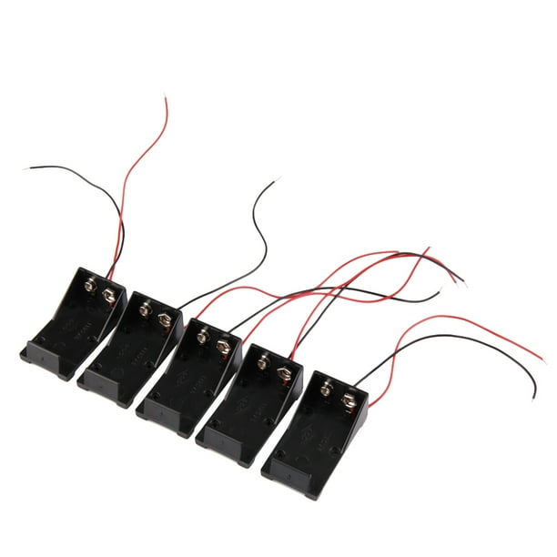 5 uds. Estuche portapilas de 9V pequeño estuche de almacenamiento con Clip de batería de 9V con cables