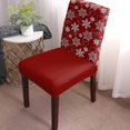thumbnail image 2 of Christmas Chair Covers, Snowflake Winter Red White Vintage Stretch Parsons Chair Slipcovers Removable Kitchen Chair Protector Cover for Dining Room， Set of 4, 2 of 5