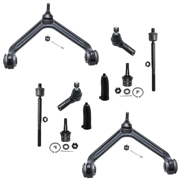 Detroit Axle - 10pc Front End Kit for 04-06 Dodge Durango, 07-09 Chrysler Aspen, 2 Upper Control Arms with Ball Joint 4 Tie Rods 2 Lower Ball Joints 2 Boots Replacement