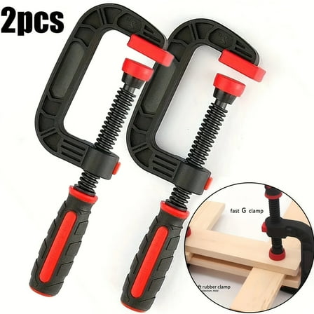 7" Bar Clamps for Woodworking, Medium 170 lbs One-Handed Spreader/Clamp, Light-Duty Quick-Clamp G Wood Clamps Set for Hand Wood Working Crafts Grip Gluing - 2 Pack (Orange)