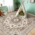 thumbnail image 3 of General Washable 6x6 Rug Square - Ultra Soft Living Room Area Rug Under Sofa Non-Slip Rugs for Bedroom Dining Room - Stain Resistant Farmhouse Decor for Family with Pets & Kids (Beige, 6x6), 3 of 12