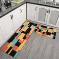 thumbnail image 3 of 2 Piece Yellow Dark Geometric` Rug Kitchen Rug Set, Decor Kitchen Rugs, Absorbent Non-Slip Washable Floor Mats, Home Indoor Runner Rugs 17"x47"+17"x30", 3 of 7