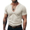 thumbnail image 2 of Mens T Shirts Short Sleeve V-Neck Shirt Basic Beige T-Shirts Work Shirts for Men, 2 of 7