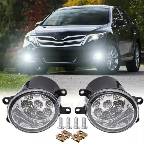 Pair of LED Fog Light Lamps Left Right RH LH Side for Toyota Venza 09-15 Clear Lens
