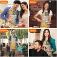 thumbnail image 4 of Pioneer Flower Floral Print Pattern Apron-Garden Aprons for Women with Pockets-Cotton Linen Waterproof Kitchen Cooking Gardening Aprons Adjustable for Kitchen,Cooking,BBQ and Salon 33x27 Inch, 4 of 7